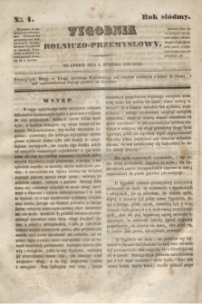 Tygodnik Rolniczo-Przemysłowy. R.7, Nro. 1 (2 stycznia 1844)