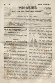 Tygodnik Rolniczo-Przemysłowy. R.7, Nro. 13 (25 marca 1844)