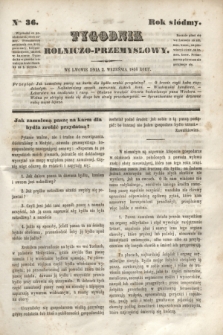 Tygodnik Rolniczo-Przemysłowy. R.7, Nro. 36 (2 września 1844)