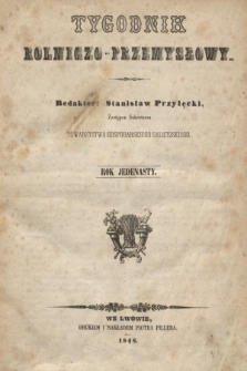 Tygodnik Rolniczo-Przemysłowy. R.11, Przegląd rzeczy zawartych w Tygodniku rolniczo-przemysłowym z roku 1848