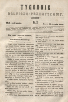 Tygodnik Rolniczo-Przemysłowy. R.11, nr 3 (22 stycznia 1848) + wkładka