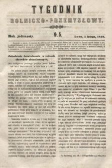 Tygodnik Rolniczo-Przemysłowy. R.11, nr 5 (5 lutego 1848) + dod. + wkładka