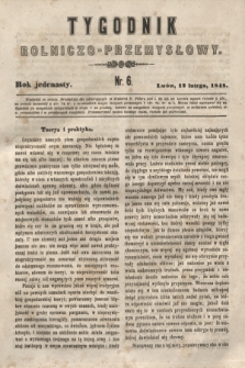 Tygodnik Rolniczo-Przemysłowy. R.11, nr 6 (12 lutego 1848) + wkładka