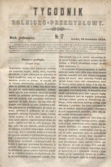 Tygodnik Rolniczo-Przemysłowy. R.11, nr 17 (29 kwietnia 1848)