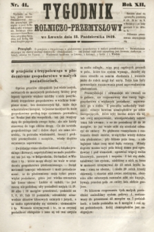 Tygodnik Rolniczo-Przemysłowy. R.12, nr 41 (13 października 1849)