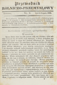 Przewodnik Rólniczo-Przemysłowy. [R.1], No. 9 (1 sierpnia 1836)