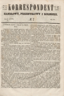 Korrespondent Handlowy, Przemysłowy i Rolniczy : wychodzi dwa razy na tydzień przy Gazecie Warszawskiéj. 1853, № 7 (23 stycznia)