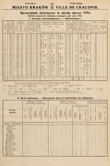 Miasto Kraków : sprawozdanie statystyczne za miesiąc marzec 1934 = Ville de Cracovie : bulletin mensuel de statistique municipale pour mars 1934