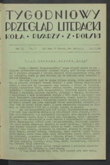 Tygodniowy Przegląd Literacki Koła Pisarzy z Polski. R.2, nr 7 (12 lutego 1942)