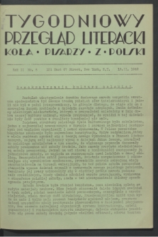Tygodniowy Przegląd Literacki Koła Pisarzy z Polski. R.2, nr 8 (19 lutego 1942)