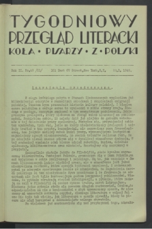 Tygodniowy Przegląd Literacki Koła Pisarzy z Polski. R.2, nr 43 (22 października 1942) = nr 51