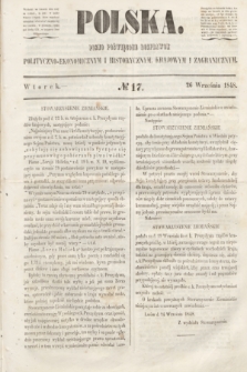 Polska : pismo poświęcone rozprawom polityczno-ekonomicznym i historycznym, krajowym i zagranicznym. 1848, № 17 (26 września)