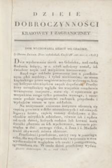 Dzieie Dobroczynności Kraiowey i Zagraniczney. [T.1], N. 1 (1823)