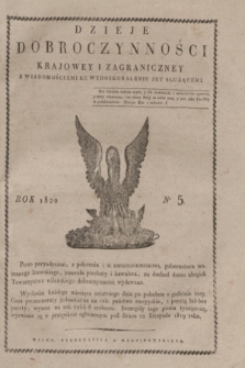 Dzieje Dobroczynności Krajowey i Zagraniczney z Wiadomościami ku Wydoskonaleniu jej Służącemi. [R.1], No 5 (may 1820)