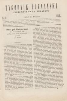 Tygodnik Poznański : pismo naukowo-literackie. [R.2], nr 4 (23 stycznia 1863)