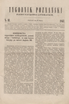 Tygodnik Poznański : pismo naukowo-literackie. [R.2], nr 10 (6 marca 1863)