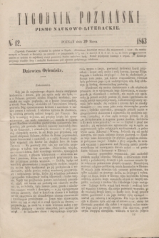 Tygodnik Poznański : pismo naukowo-literackie. [R.2], nr 12 (20 marca 1863)