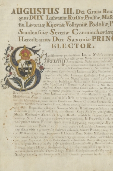 Dokument króla Augusta III potwierdzający dokumenty jego poprzedników w sprawie nadania statutu cechowi rzeźników Nowego Miasta Warszawy