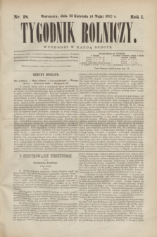 Tygodnik Rolniczy. R.1, nr 18 (4 maja 1872)