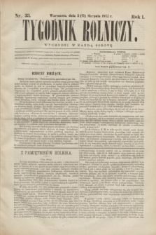 Tygodnik Rolniczy. R.1, nr 33 (17 sierpnia 1872)