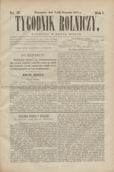 Tygodnik Rolniczy. R.1, nr 37 (14 września 1872) + dod.