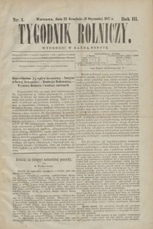 Tygodnik Rolniczy. R.3, nr 1 (3 stycznia 1874) + dod.