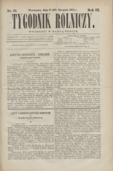 Tygodnik Rolniczy. R.3, nr 35 (29 sierpnia 1874)