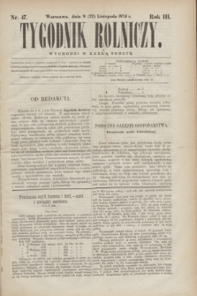 Tygodnik Rolniczy. R.3, nr 47 (21 listopada 1874)