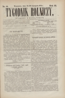 Tygodnik Rolniczy. R.3, nr 48 (28 listopada 1874)