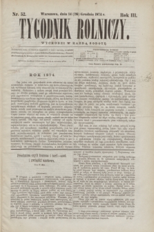 Tygodnik Rolniczy. R.3, nr 52 (26 grudnia 1874)