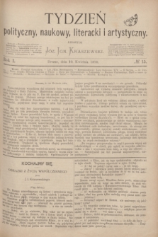 Tydzień polityczny, naukowy, literacki i artystyczny. R.1, № 15 (10 kwietnia 1870) + dod.