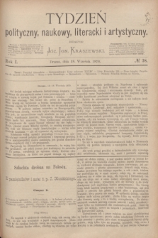 Tydzień polityczny, naukowy, literacki i artystyczny. R.1, № 38 (18 września 1870)