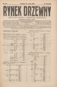 Rynek Drzewny : organ dla handlu i przemysłu drzewnego. R.6, nr 43 (27 maja 1924)