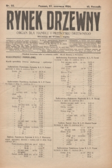 Rynek Drzewny : organ dla handlu i przemysłu drzewnego. R.6, nr 52 (27 czerwca 1924)