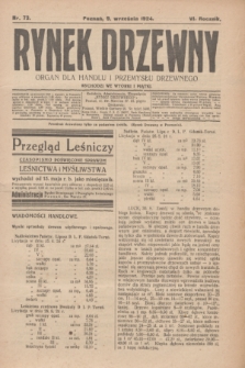Rynek Drzewny : organ dla handlu i przemysłu drzewnego. R.6, nr 73 (9 września 1924)