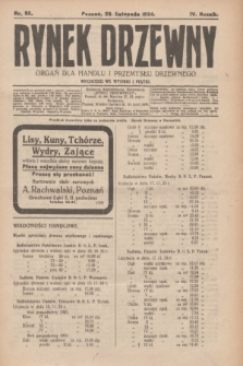 Rynek Drzewny : organ dla handlu i przemysłu drzewnego. R.6, nr 95 (28 listopada 1924)