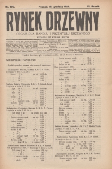Rynek Drzewny : organ dla handlu i przemysłu drzewnego. R.6, nr 100 (16 grudnia 1924)