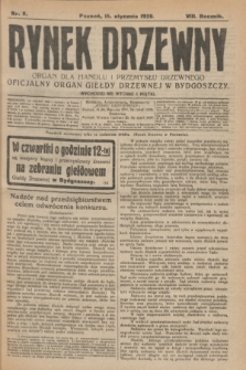 Rynek Drzewny : organ dla handlu i przemysłu drzewnego : oficjalny organ Giełdy Drzewnej w Bydgoszczy. R.8, nr 5 (15 stycznia 1926)