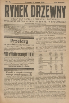 Rynek Drzewny : organ dla handlu i przemysłu drzewnego : oficjalny organ Giełdy Drzewnej w Bydgoszczy. R.8, nr 18 (2 marca 1926)