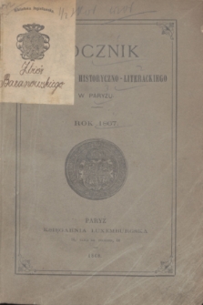 Rocznik Towarzystwa Historyczno-Literackiego w Paryżu. Rok 1867 (1868) + Spis rzeczy