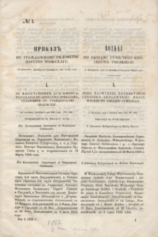 Rozkaz do Zarządu Cywilnego Królestwa Polskiego = Prikaz' po Graždanskomu Vedomstvu Carstva Pol'skago. 1855, № 1 (8 stycznia)