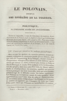 Le Polonais : journal des intérêts de la Pologne. T.1, no 5 (1 Novembre 1833)