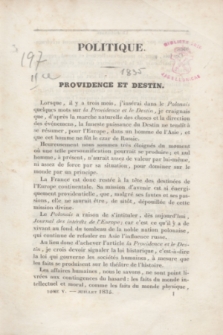 Le Polonais : journal des Intérêts de l'Europe, dirigé par un Membre de la Diète Polonaise. T.5, no 25 (Juillet 1835)