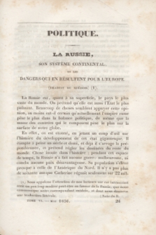 Le Polonais : journal des Intérêts de l'Europe, dirigé par un Membre de la Diète Polonaise. Année 4, T.6, no 35 (1836)