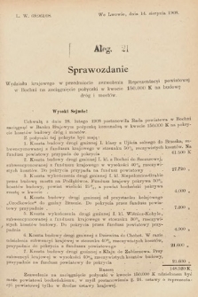 [Kadencja IX, sesja I, al. 21] Alegata do Sprawozdań Stenograficznych z Pierwszej Sesyi Dziewiątego Peryodu Sejmu Krajowego Królestwa Galicyi i Lodomeryi z Wielkiem Księstwem Krakowskiem z roku 1908. Alegat 21