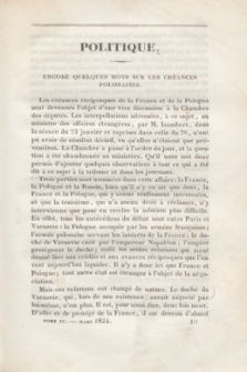 Le Polonais : journal des Intérêts de la Pologne, dirigé par un Membre de la Diète Polonaise. T.4, no 21 (Mars 1835)