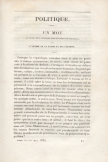 Le Polonais : journal des Intérêts de la Pologne, dirigé par un Membre de la Diète Polonaise. T.4, no 23 (Mai 1835)