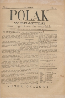 Polak w Brazylji : pismo tygodniowe dla wszystkich. 1904, nr 3 (17 grudnia)