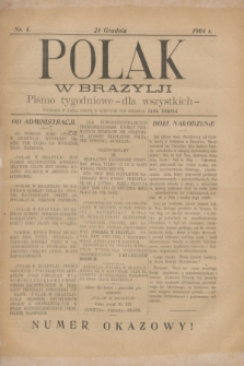 Polak w Brazylji : pismo tygodniowe dla wszystkich. 1904, nr 4 (24 grudnia)