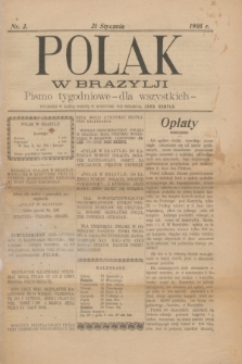 Polak w Brazylji : pismo tygodniowe dla wszystkich. 1905, nr 3 (21 stycznia)